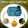 24 Pcs Wheat Straw Dinnerware Cutlery Set for Aldult Including