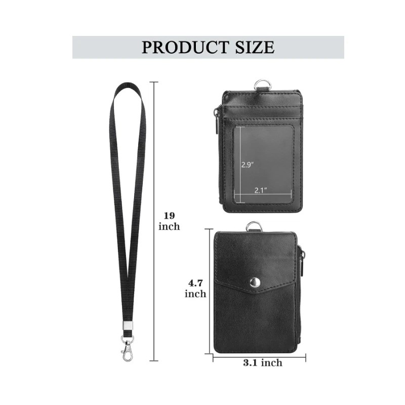 Teskyer Badge Holder with Side Zip Pocket Multiple Card Slots