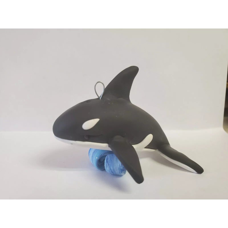 Celtic Forest Clay ORCA Christmas Ornament HAND MADE Polymer Clay