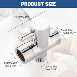 High Quality Brass Chrome Plated 3 Way Valve Shower Manifold Tap with T Connector Adapter 1 Water Port 2 Outlets