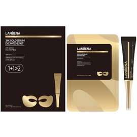 LANBENA Under Eye Patches (6 Pairs), Wrinkle-Reduce Essence(0.27 Fl.Oz), 24K Gold Full Around Gel Serum Mask, Puffy Undereye Treament, Fine Lines, Refresh, Hydrate| Paraben free, Eye Skin Care