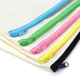 20 Pcs Blank Canvas Bags with Zipper, Multipurpose Canvas Pouch, Canvas Makeup Bag Cosmetic Bags Pencil Case, DIY Craft Bags (Multicolor Zippers)