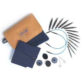 KnitPro Indigo Wood Short Interchangeable Circular Knitting Needles Set 3.00mm-6.00mm