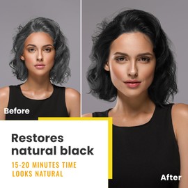 Black Hair Dye Shampoo 3 in 1 for Gray Hair, Hair Colour Shampoo for Women Men Grey Hair Coverage (500 ml)