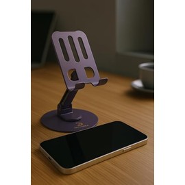 Soporte de Escritorio Giratorio para telfono y Tableta, Metal, Lavanda, disipacin de Calor, Ajustable 180360, Estilo Moderno, Base de Metal, para...  