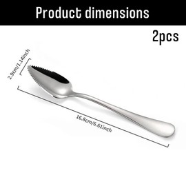 2 Pcs Grapefruit Spoon, Fruit Scraping Spoon with Serrated Edge