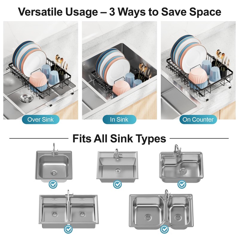 iSPECLE Expandable Dish Drying Rack for Kitchen Sink - Rust