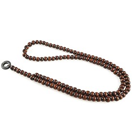 LOCAL LEAGUE Mens Surfer Beaded Necklace DARK BROWN Wooden Bead Rosary LIFEGUARD AUSTRALIA Round Metal Pendant for Men Boyfriend String Surf Party Festival Holiday BEACH Clubbing Tribal