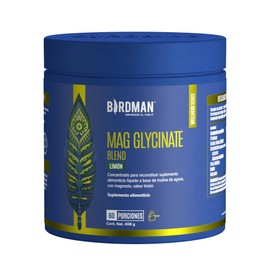 BIRDMAN Mag Glycinate Blend | Glicinato y Citrato de Magnesio en Polvo 400 mg | Apoya tu Alimentación Diaria | Fórmula Natural Sin Aditivos | Sin Azúcar | Sabor Limón | 60 Porciones | 408g