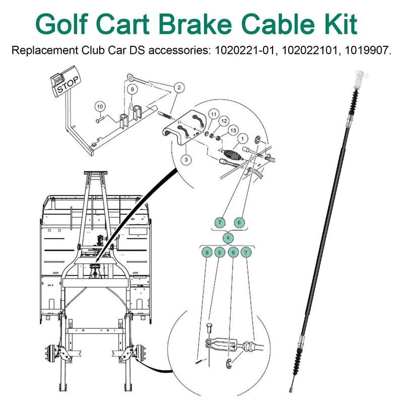RO6G Golf Cart Brake Cable Replacement Club Car DS Brake
