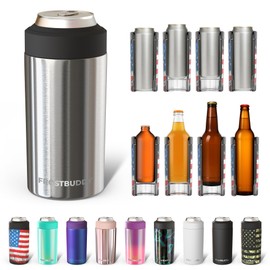 Frost Buddy Universal Can Cooler - Fits all - Stainless Steel Can Cooler for 12 oz & 16 oz Regular or Slim Cans & Bottles - Stainless Steel