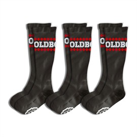 Old Bones Compression Socks: LETTERS - Athletic Socks for Men & Women - 15-20 mmHg (Black, 3 Pairs)