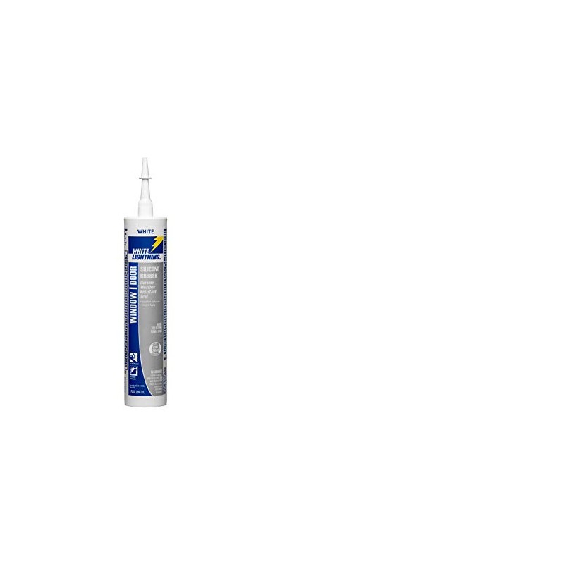 White Lightning W31110010 Silicone Rubber Window & Door Sealant, White,