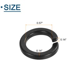 sourcing map M14 Split Lock Washer, 50Pcs Carbon Steel Spring Lock Washers Metal Split Ring Washer for Screw Bolts Machinery