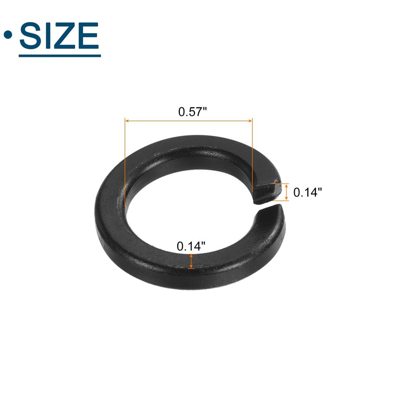 sourcing map M14 Split Lock Washer, 50Pcs Carbon Steel Spring