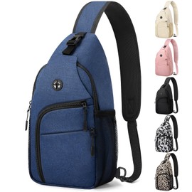 Pritent Crossbody Bags for Women Man Waterproof Sling Bag Backpack Trendy Casual Cross Body Bag with Convertible Shoulder Strap Chest Bag for Camping Hiking Travel Essentials (Blue, Medium)