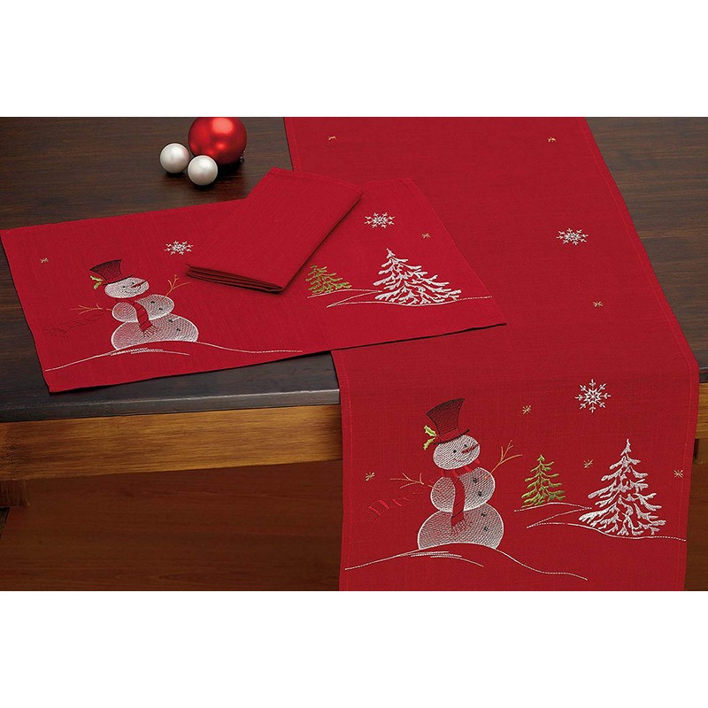 DII - Juego de 4 manteles Individuales Bordados de Navidad,