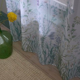 Appletree - Meadow Single Net Curtain for Windows W55 x L72 (140 x 182cm) - Voile Curtain for Bedroom/Living Room - Floral Voile Sheer Curtain - White Floral Sheer Curtain - Flower Voile