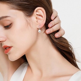 Lieson Women's Earrings 925 Silver Drop Earrings Women's Silver Earrings Pearl, Sterling Silver