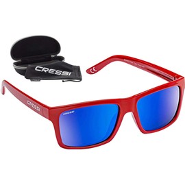 Cressi Unisex's Bahia Floating Sunglasses -Shatterproof Polarized 100% UV Protection, Red/Blue Mirrored Lenses, One Size