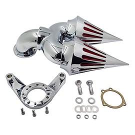 AfterMokit Twin Air Cleaner Filter for Heritage Softail Deluxe Springer Softail Fat Boy Dyna Wide Glide Electra Glide Road Glide Road King Street Glide with CV Carb 5.9 inch Mount Hole Center Chrome