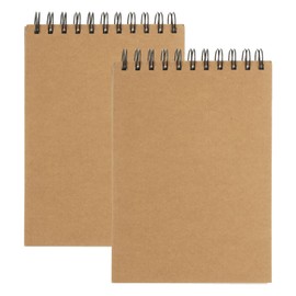 PATIKIL 8.6x5.6 Top Spiral Bound Sketchbook, 2 Pack 100 Sheets 100GSM/68lb Artistic Blank Drawing Painting Sketching Pad Kraft Cover Hard Base Sketch Book for Adult Beginner Artist