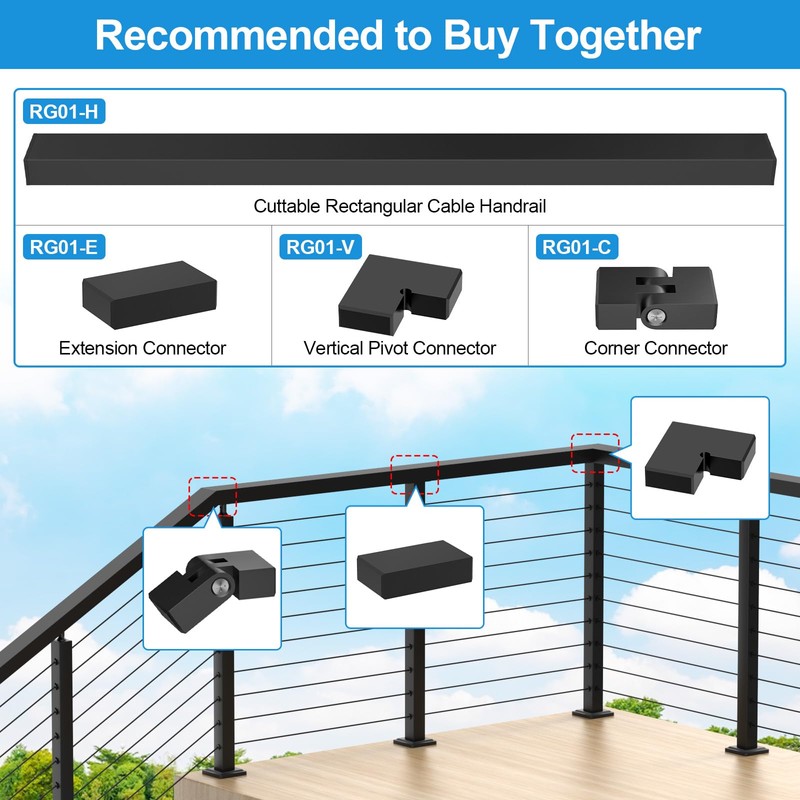 RailinGo Handrail Vertical Pivot Connector - Flat Handrail Accessories, POM