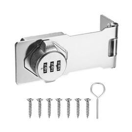 M METERXITY Keyless Combination Lock, 4.3" Zinc Alloy Mechanical Password Twist Knob Hasp Locks Latch, 90/180 Degree Barn Door Lock for Cabinet/Closet/Garage/Drawers/Garden/Bathroom [Silver]