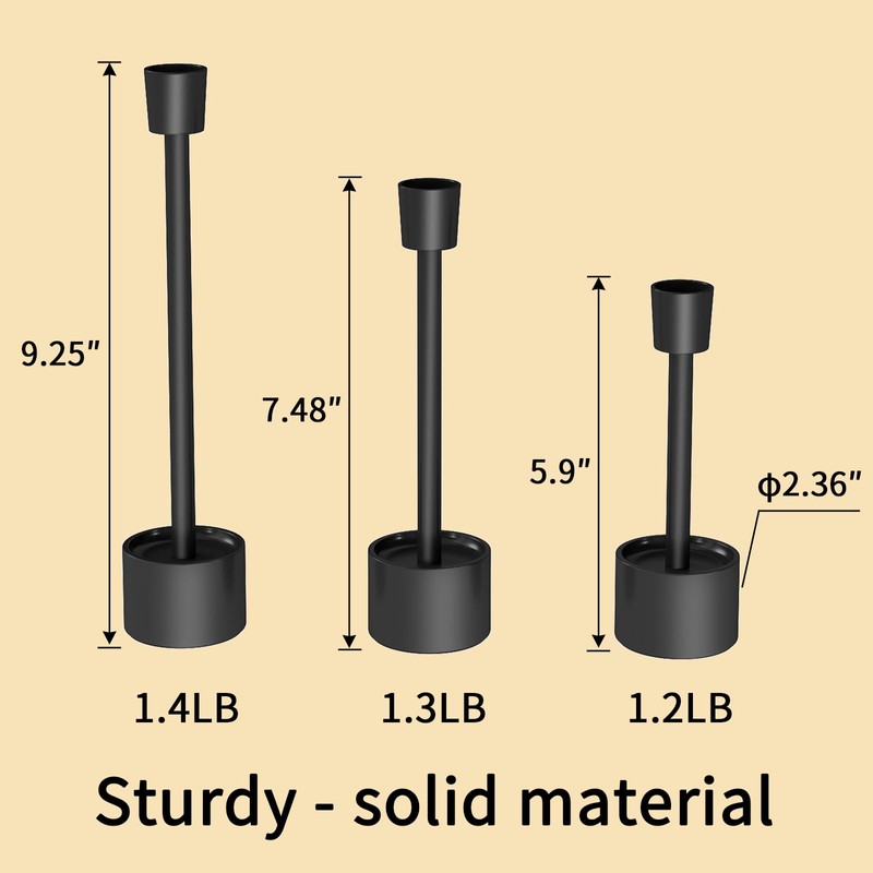 YUMORE Stainless Steel Black Candle Holders Candlestick 6 Packs Tall