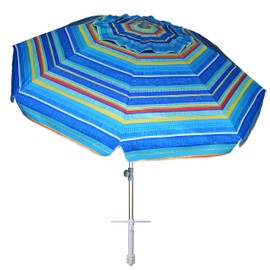 AMMSUN 7ft Heavy Duty Beach Umbrella with Sand Anchor, UV 50+ Protection, Outdoor Sunshade, Carry Bag, Patio Garden, Pool Backyard, Multicolor Green