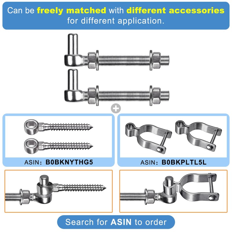 Insaga M16x6'' Heavy Duty J-Bolt Gate Hinge for Chain Link