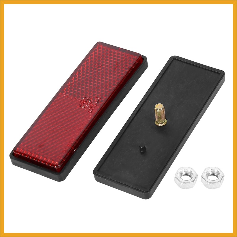 Partuto Pair M6x1.0 Red Rectangle Universal Screw Mount Reflective Warning