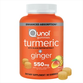 Qunol Turmeric and Ginger with Black Pepper Gummies, Joint Health Support, 90 Count (Pack of 1)