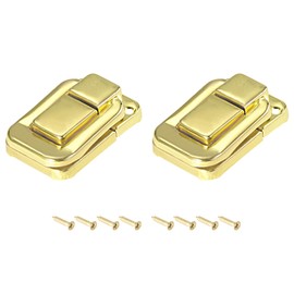 METALLIXITY Toggle Catch Lock (40mm x 27mm) 2Pcs, Iron Hasp Latches - for Cabinets Boxes Suitcases, Gold Tone