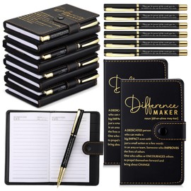 Marspark 10 Set Difference Maker Employee Appreciation Gifts Inspirational A5 Leather Notebooks with Pens Thank You Gifts Motivational for Men Women Christmas Volunteers Teacher(Black)