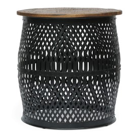 Christopher Knight Home Niver Side Table, Black + Natural