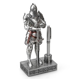 Amoysanli Knight Pen Stand Decoration Resin Pen Holder Art Craft Paperweight for Desktop Organizer Festival Gifts for Boyfriend Husband Dad Son(Silver)