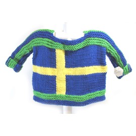 KSS Handmade Knitted Pullover Baby Sweater with Swedish Flag (12-18 Months) SW-729