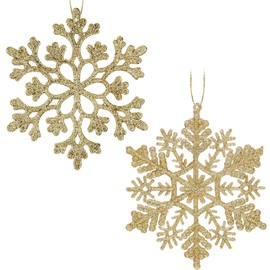 30PCS Christmas Glitter Snowflake Ornaments Plastic Snowflakes Ornaments-Xmas Tree Decorations,4.7-inch (Gold)
