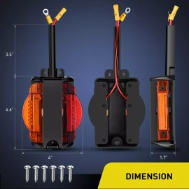 Nilight 2x LED Trailer Fender Light Clearance Marker Lights for Trucks Amber&Red