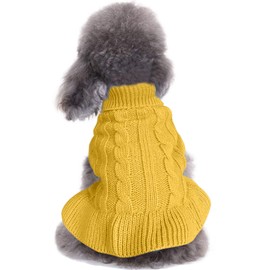 CHBORCHICEN Small Dog Sweaters Knitted Pet Cat Sweater Warm Dog Sweatshirt Dog Winter Clothes Kitten Puppy Sweater (XXS, Dress-Yellow)