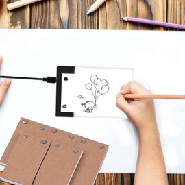 WOTAO Flip Book Kit, Flip Book Kit with Mini LED Light Pad Hole Design 3 Level Brightness Control Light Box 300 Sheets Animation Paper Flipbook Binding Screws for Children Students Adults Drawing