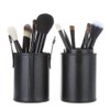 Black Empty PU Leather Makeup Brush Holder with Lid Travel