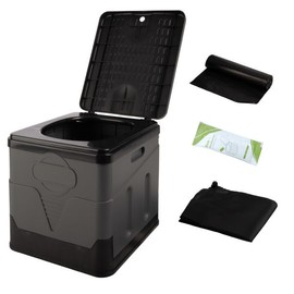 Portable Toilet for Adults - 330lb Capacity Portable Camping Toilet for Adults with Lid - Folding Travel Potty for Car Roadtrip, Beach, Hiking, Camp, Emergency - Camping Essentials by Wakeman Outdoors