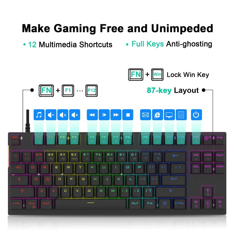 MOTOSPEED Professional Gaming Mechanical Keyboard RGB Led Backlit Wired with