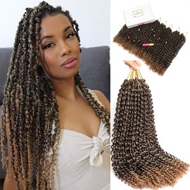 Passion Twist Hair Water Wave Crochet Hair for Black Women 22 Inch 8 Packs Passion Twist Crochet Hair Pre Looped Bohemian Braids for Black Women (T1B/27, Economic package)