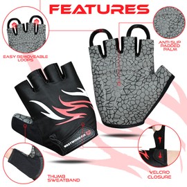 WESTWOOD FOX Cycling Gloves for Men & Women - Cycling Gloves Half Finger Padded Non-Slip Breathable Lightweight Palm Shockproof MTB BMX Cycling Gloves Short (Red, M)