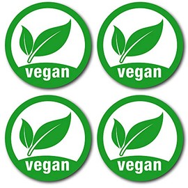 24 Pack of Vegan Labels from Olivia Samuel. 40mm Diameter. 2 Sheets of 12 Stickers