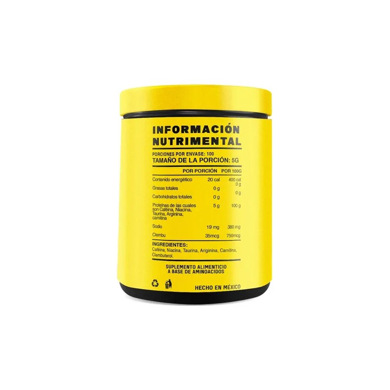 Suplemento Pre Entreno Polvo Limón Óxido Nítrico Clembuterol 500g Mr.