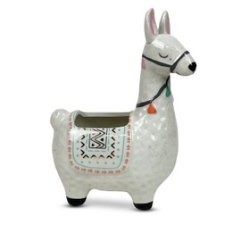LLOTSA Llamas Ceramic Llama Planter for Succulent Plants Cute Alpaca Decor for Home, Office 8 1/2 Tall with Drain Holes Perfect for Cactus or Small House Plant Decoration (White)